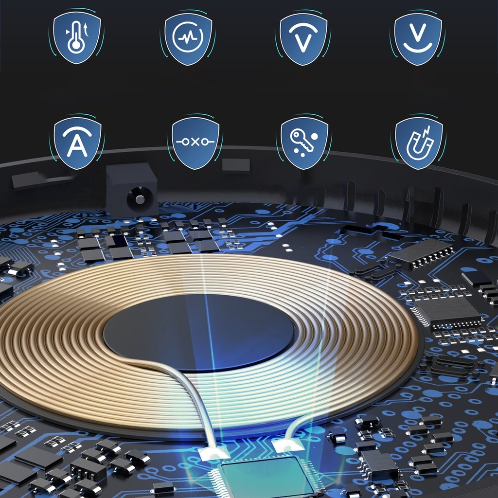 T590-F Индукционно зарядно устройство Choetech 10W под плот + зарядно за ЕС със захранващ кабел черно