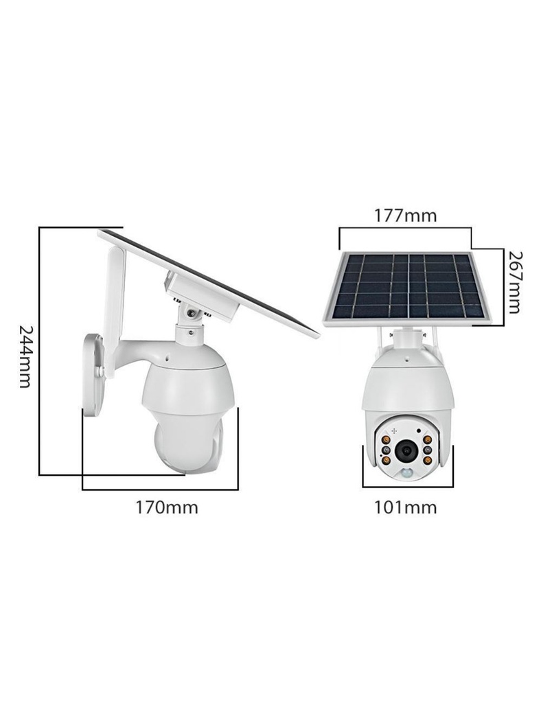 SMILE PTZ SOL PTZ WiFi Соларна камера за външен монтаж, FHD, SD карта, батерия 5W, IR 8м