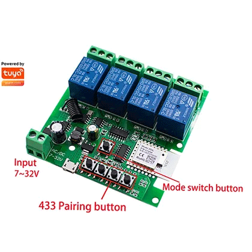 SMILE ZB4R RF Zigbee/BLE + RF електрически превключвател с 4 релета,12V, inching, selflocking, interlock  режим