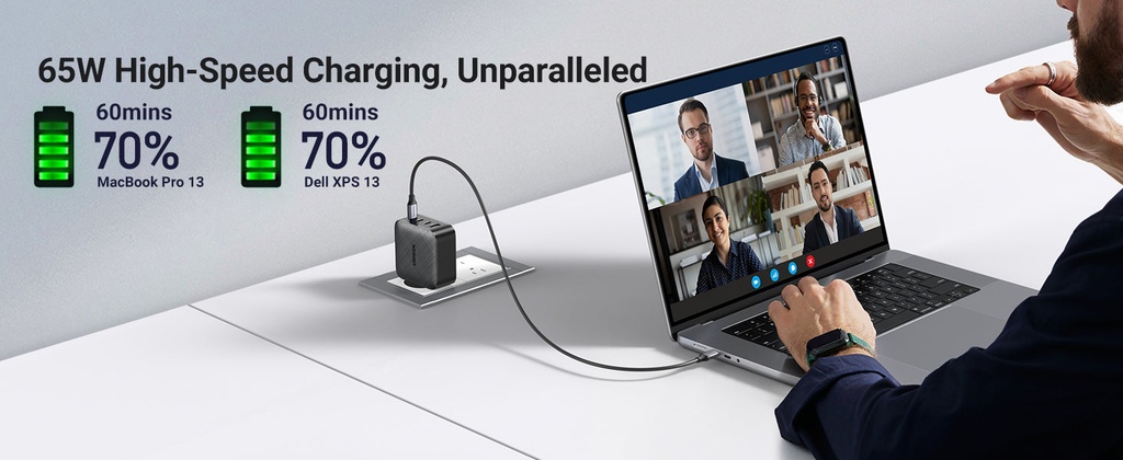 Бързо зарядно устройство Ugreen PPS 65W USB, 3x USB Type C, QC 3.0 Power Delivery (UK щепсел), черно
