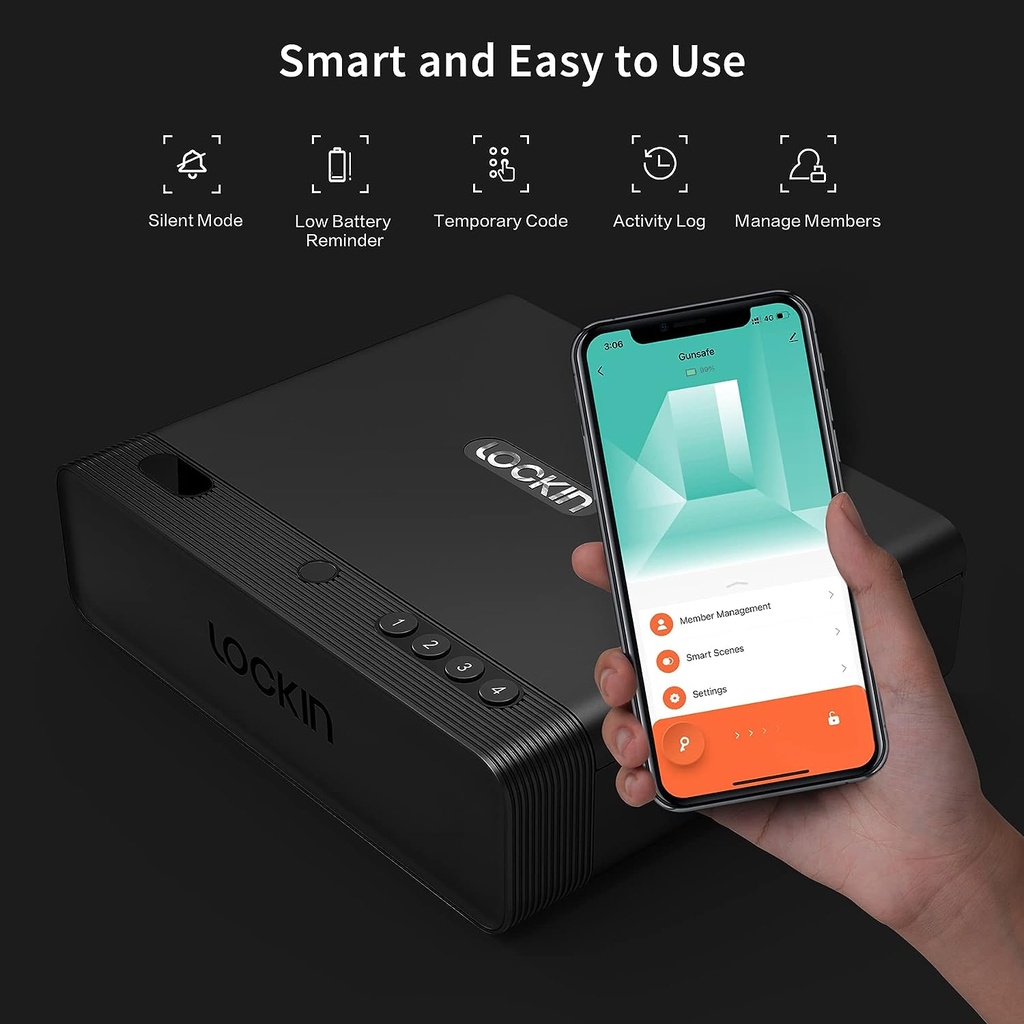Lockin Smart сейф за съхранение на оръжие или други ценности съвместим с Tuya/Smart Life
