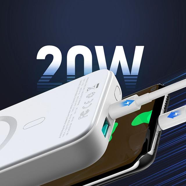 Joyroom power bank 10000mAh 20W Power Delivery Quick Charge magnetyczna wireless Qi charger 15W for iPhone MagSafe compatible white