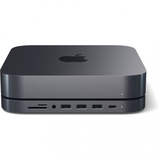 Satechi Алуминиева хъб  за Mac Mini, сиво, USB-C * 1 , USB-A 3.0* 3; 3,5 mm * 1x; microSD ; SD Amount