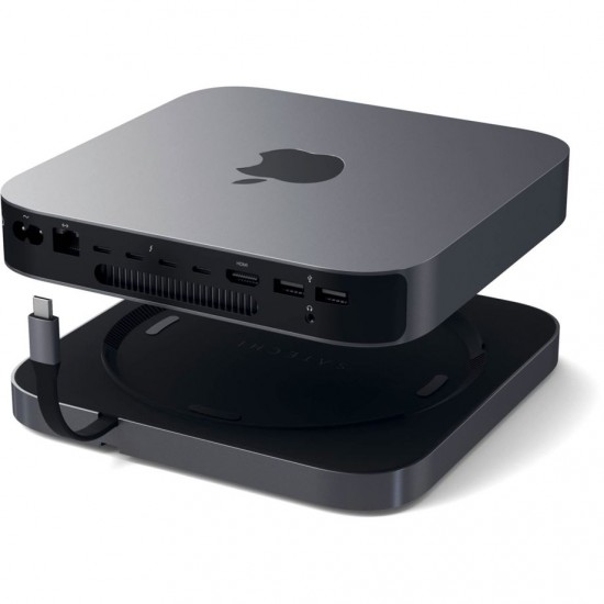 Satechi Алуминиева хъб  за Mac Mini, сиво, USB-C * 1 , USB-A 3.0* 3; 3,5 mm * 1x; microSD ; SD Amount
