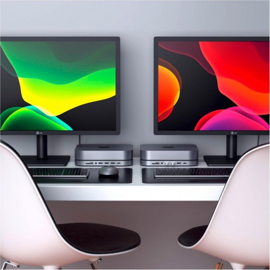 Satechi Алуминиева хъб  за Mac Mini, сиво, USB-C * 1 , USB-A 3.0* 3; 3,5 mm * 1x; microSD ; SD Amount