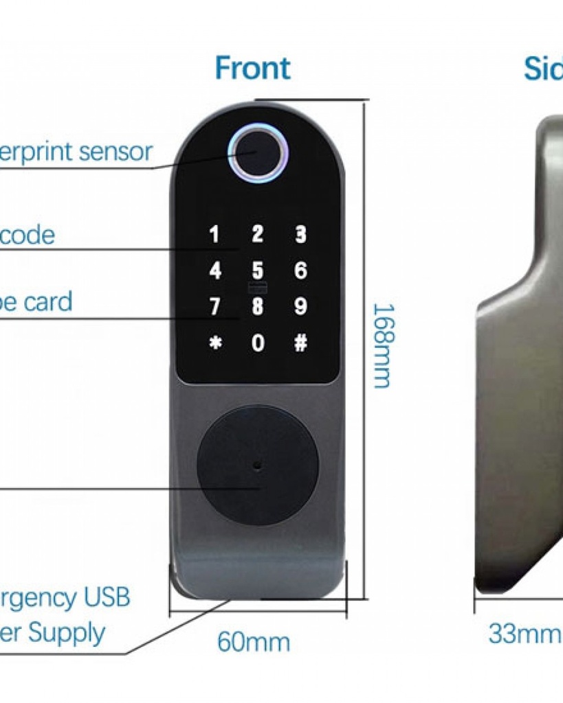 WIFI eлектронна брава с  пръстов отпечатък, код и четец