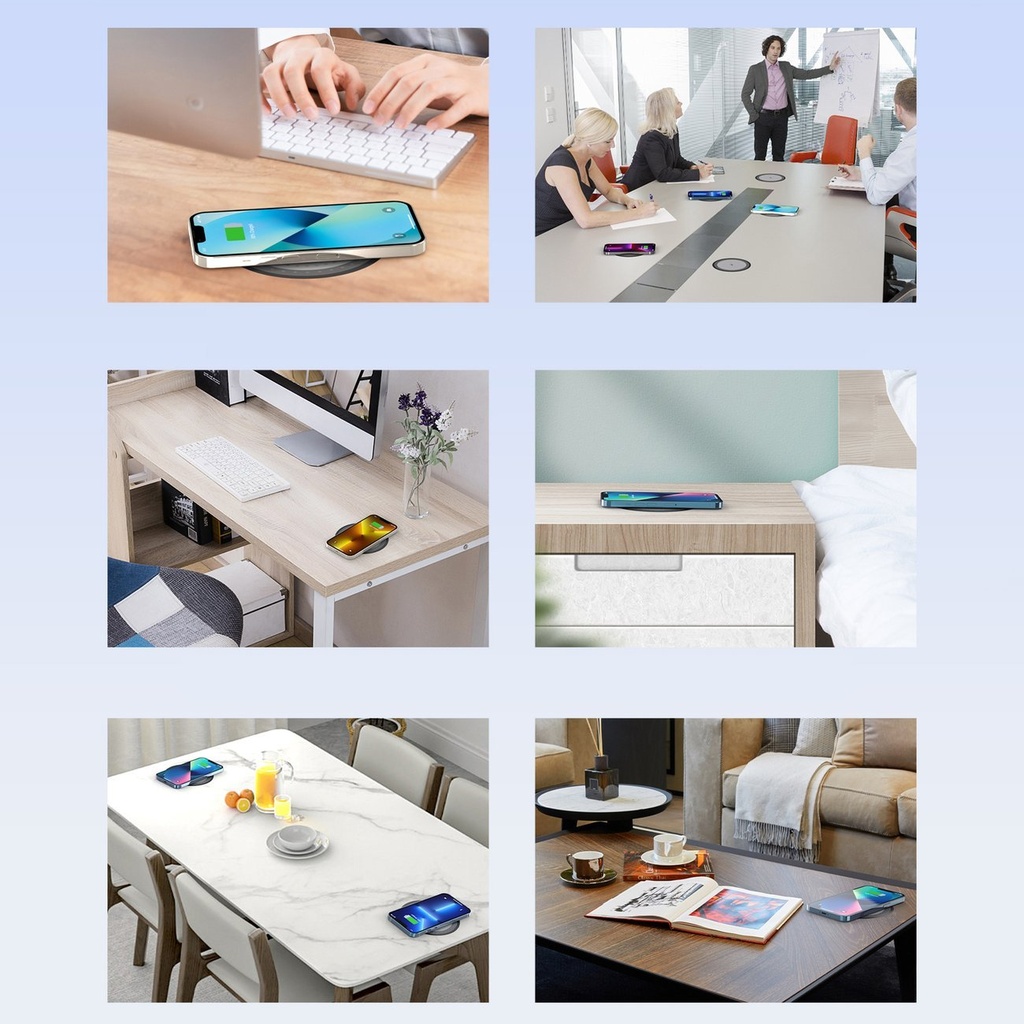 T590-F Индукционно зарядно устройство Choetech 10W под плот + зарядно за ЕС със захранващ кабел черно