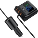 Acefast 90W universal phone car charger with cigarette lighter connector and charging meter.