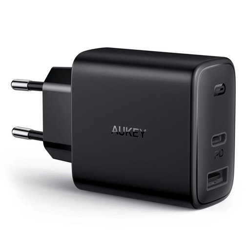 [480000007] AUKEY PA-F3S бързо зарядно за телефон, два порта, мощност 30W, черен